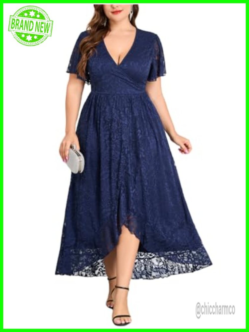 Plus Size Floral Lace High Low Maxi Dress Formal Evening Gown